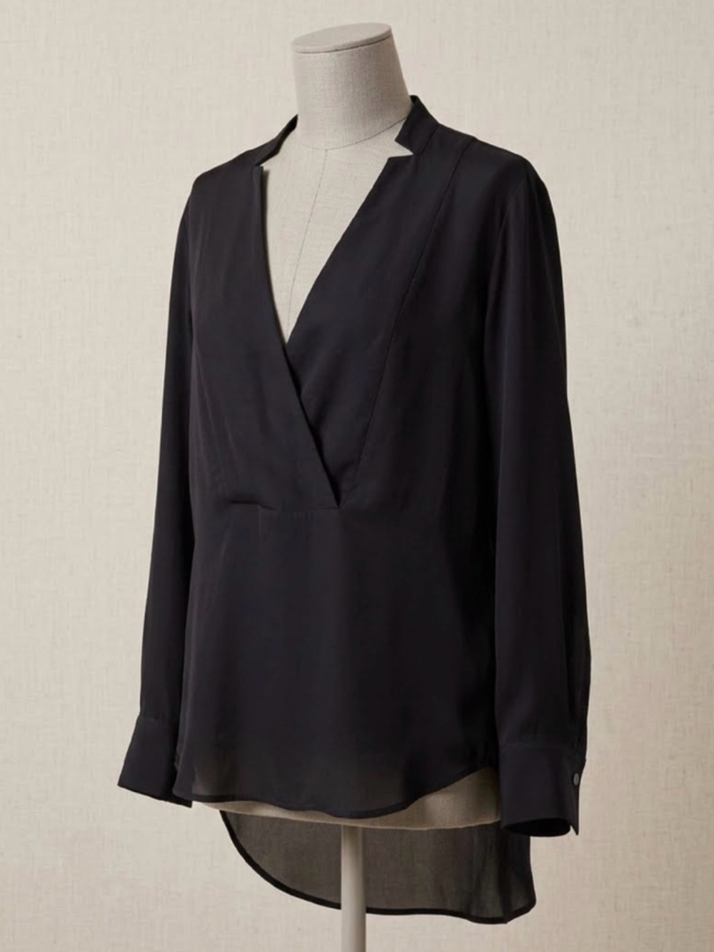 Theory Corbette Black Silk Georgette Wrap Blouse
